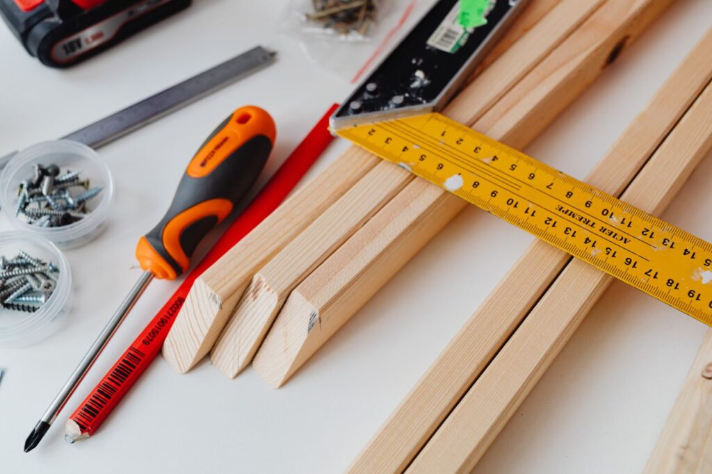 close up photo of pieces of wood near a screwdriver 7285973